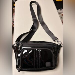 IHKWIP Confidence Anti-Theft Sling Black Patent Glossy Crossbody two straps